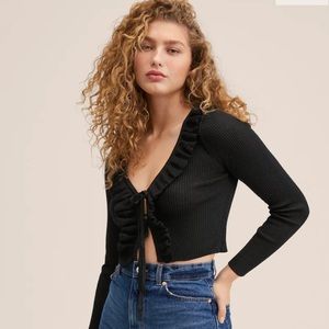 MANGO Ruffle knit cardigan.